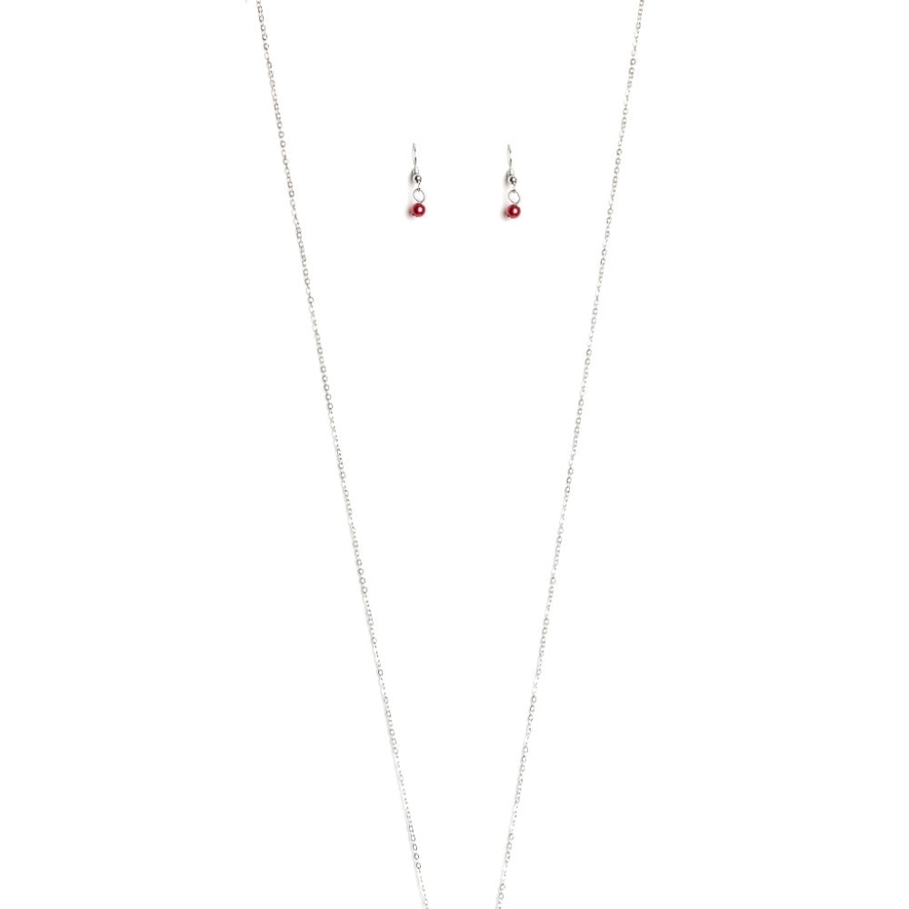 Paparazzi Red and Silver Necklace Dainty Pendant
